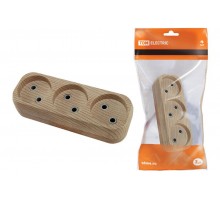 Колодка розеточная 3 гнезда 2П б/з 10А 250В "Эко" (сосна)   SQ1806-0047  TDM