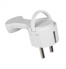 Вилка угловая плоская с/з белая "СТЕЛС" 16А 250В PRO  AVYF16-10-r  EKF