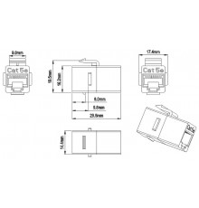 Hyperline CA2-KJ-C5E-BK Проходной адаптер (coupler), RJ-45(8P8C) формата Keystone Jack, категория 5e, черный444914Hyperline