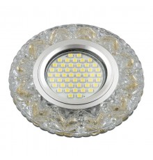 Светильник декор.встр Luciole DLS-L146 GU5.3 GLASSY/GOLD GU5.3 доп.LED подсветка 3Вт, стекл,зерк./прозр.+светло-желтый.  UL-00003894  Fametto