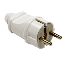 Вилка прямая с заземлением 16А белая 4140  4690612000565  IN HOME