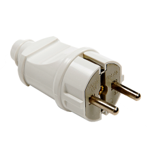 Вилка прямая с заземлением 16А белая 4140  4690612000565  IN HOME