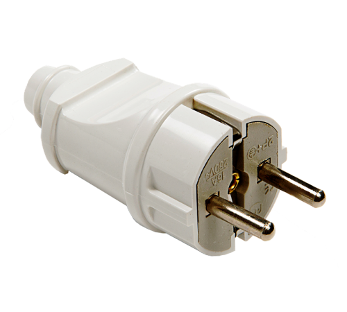 Вилка прямая с заземлением 16А белая 4140  4690612000565  IN HOME