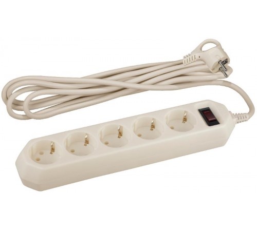 Сетевой фильтр USF-5es-3m-I   (сл.кость) с заземл, 3x0,75мм2, с выкл, 5гн, 3м (20/600) Б0019035  ЭРА