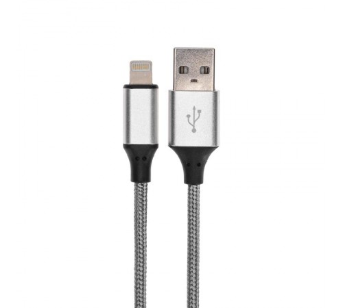 USB кабель для iPhone 5/6/7 моделей, шнур в тканевой оплетке черный  18-4245  REXANT