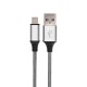 USB кабель для iPhone 5/6/7 моделей, шнур в тканевой оплетке черный  18-4245  REXANT