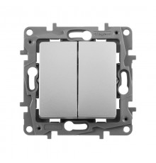 Etika Алюминий Выключатель 2-клавишный, автозажимные клеммы, 10 AX, 250 В  672402  Legrand