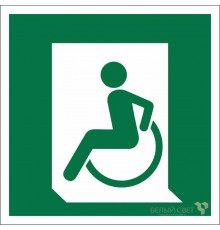 Знак безопасности BL-1515.E60-01"Выход для МГН здесь (левосторонний)"  a18490  Белый свет