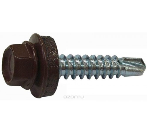 Саморез КР св. 4,8х28 RAL-8019 (коричневый) (60 шт) -коробка с окном ( 0,32 кг)  124633  Tech-KREP