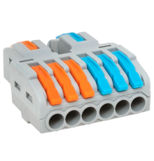 Строительно-монтажная клемма СМК 222-426 разветвительная 6 выходов 0,08-4 мм2  plc-smk-422-6  EKF