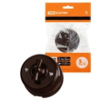 Выключатель поворотный 2-кл. с ручкой (бантик) 10А коричневый "Виви"  SQ1820-1406  TDM