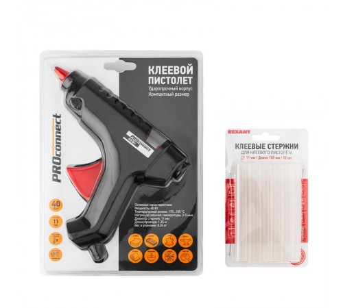 Набор ПК02 для творчества (пистолет 40Вт, стержни 11мм)  12-1702  REXANT