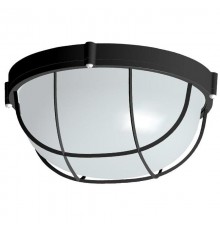 Светильник для ЖКХ под лампу "Банник" 1102 Круг большой НПП 03-100-010 IP65 матовый /корпус с решеткой черный ГИ  1005500927  Элетех