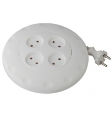 Удлинитель UR-4-7m-W   (белый) рулетка, без заземл, 2x0.75мм2, 4гн, 7м (10/350) Б0019041  ЭРА