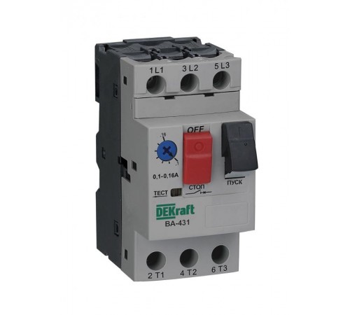 Выключатель автоматический для защиты электродвигателей 3P 0,25-0,4A 100кА ВА-431  21222DEK  Dekraft