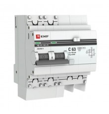 Выключатель автоматический дифференциального тока АД-2S 2п 63А C 100мА тип AC (4 мод.) PROxima (электронный)  DA2-63-100S-pro  EKF