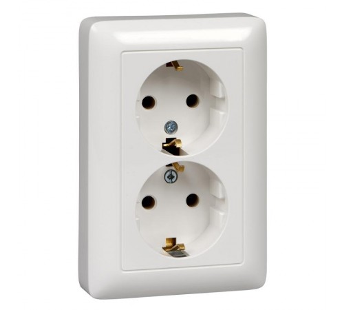 Хит Белый С/У Розетка 2-ая с заземлением без шторок, 16А, 250В  RS16-236-B  SE