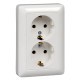 Хит Белый С/У Розетка 2-ая с заземлением без шторок, 16А, 250В  RS16-236-B  SE