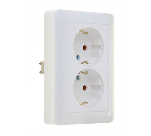 Хит Белый С/У Розетка 2-ая с заземлением без шторок, 16А, 250В  RS16-236-B  SE
