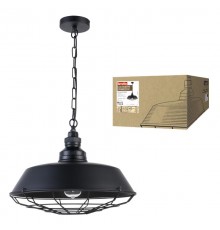Светильник декор. подвесной, серия "Vintage" DLC-V303 E27 BLACK металл, цвет черный. d-460мм, h-1000мм.  UL-00000990  Fametto