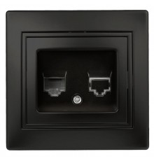 1-303-05 Intro Розетка информационная RJ45, IP20, СУ, Plano, антрацит  Б0044575  Intro