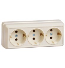 РС23-3-ОК Розетка 3местн. с з/к 16А откр.уст. ОКТАВА (кремовый)  ERO31-K33-16-DC  GENERICA