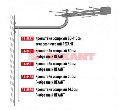 Кронштейн эфирный 14,5 см Г-образный  34-0580  REXANT