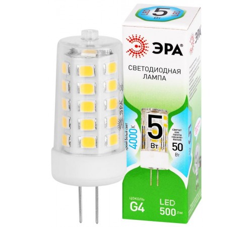 Лампа светодиодная  GREEN LINE LED G4-JC-5W-840-12V GL G4 5Вт капсула яркий белый свет  Б0067173  ЭРА