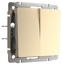 W1122011/Электроустановочные изделия - Выключатель двухклавишный проходной (шампань)  a050866  Werkel