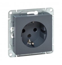 Механизм розетки, 16А, с заземлением, со шторками, графит Эпика  UP1-SOG-111 EKF