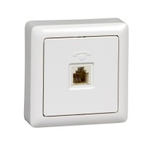 Хит Белый О/У без изолирующей пластины  Розетка телефонная RJ11 (160В, 1А)  RT-4A3-B  SE