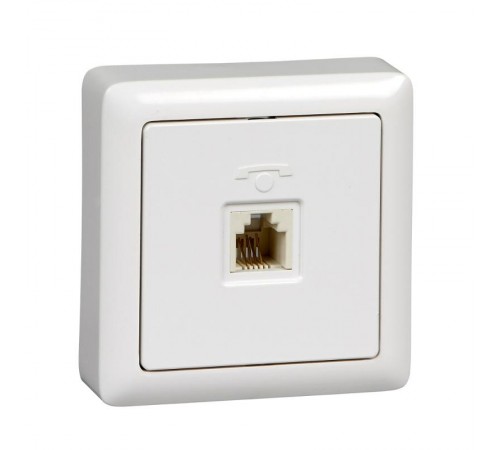 Хит Белый О/У без изолирующей пластины  Розетка телефонная RJ11 (160В, 1А)  RT-4A3-B  SE