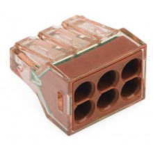 Клемма 6-проводная 1.5 - 4.0мм2 одножильный коричневый (уп/50шт)  773-606  WAGO
