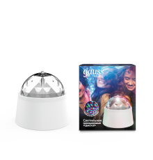 Светильник с фиксированной проекцией "диско", с кабелем электропитания и выключателем, 3W, бел. 1/50  DIY0021  Gauss