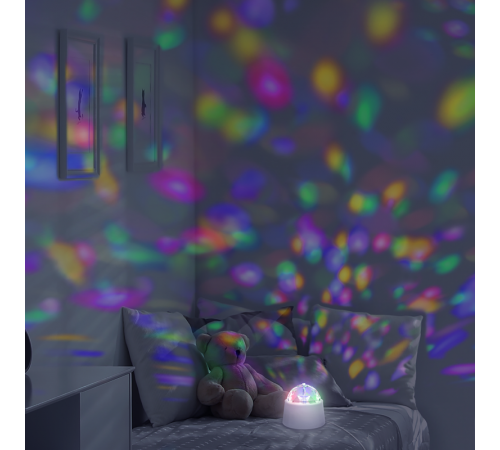 Светильник с фиксированной проекцией "диско", с кабелем электропитания и выключателем, 3W, бел. 1/50  DIY0021  Gauss