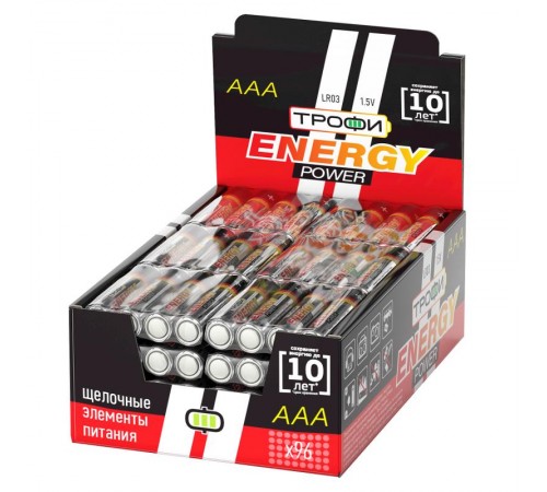 Батарейка щелочная (алкалиновая) LR03-4S promo-box (96/384/36864) (AAA)   Б0017349  ТРОФИ