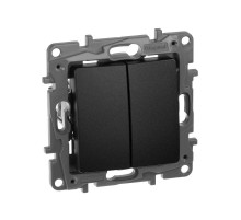 Etika Антрацит Переключатель 2-клавишный, 10А, автозажимные клеммы  672612  Legrand