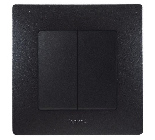 Etika Антрацит Переключатель 2-клавишный, 10А, автозажимные клеммы  672612  Legrand