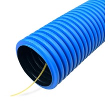 Труба гофрированная двустенная ПНД гибкая тип 450 (SN18) с/з синяя д63 (50м/уп) (муфта, 2 кольца)  PR15.0116  Промрукав