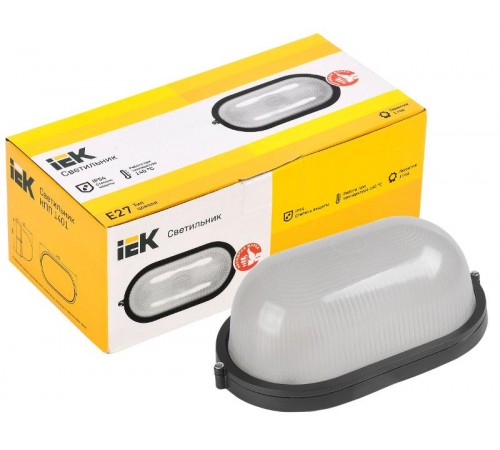 Светильник для ЖКХ НПП 1401 60Вт Е27 IP54 черный/овал  LNPP0-1401-1-060-K02  IEK