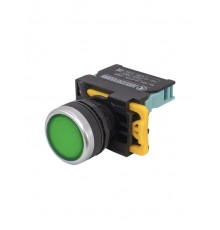 ВК22-EW3361-65У1, зелёный, 1НО, цилиндр, c подсветкой 220В, d22мм, IP65, выключатель кнопочный  (ЭТ)   ET559661   Электротехник