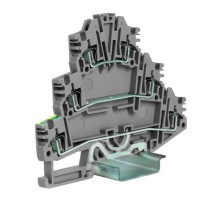 HDE.2/GR пружинный зажим трех-уровневый c заземлением на нижнем уровне 2,5 кв.мм, серый  ZHL500GR  DKC