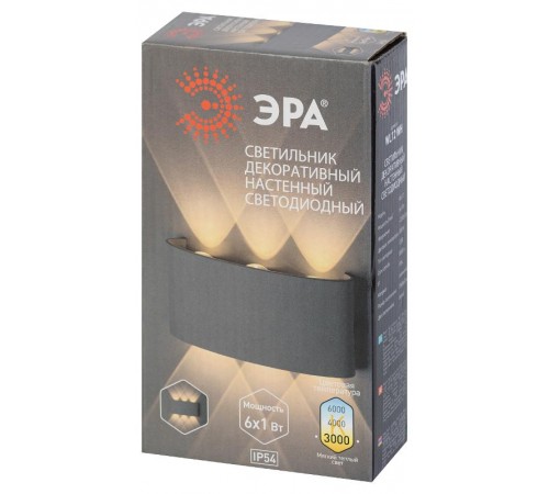 Декоративная подсветка светодиодная WL12 WH 6*1Вт IP 54 белый  Б0034610  ЭРА