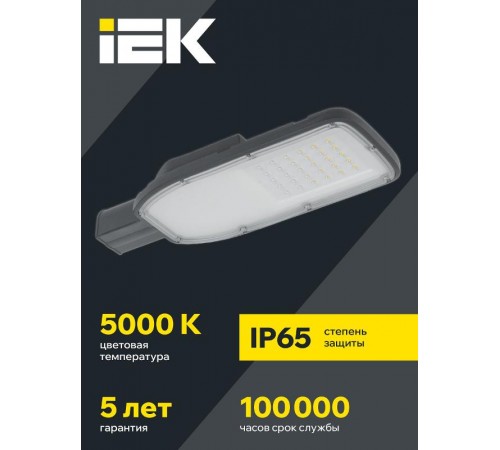 Светильник светодиодный консольный уличный  ДКУ 1004-50Ш 5000К IP65 серый  LDKU1-1004-050-5000-K03  IEK