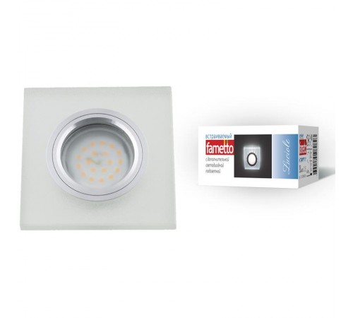 Светильник декор.встр Luciole DLS-L113 GU5.3 CHROME/MATT CLEAR квадр GU5.3 доп.LED подсветка 3Вт металл/стекл. Хром/мат+прозр  UL-00000366  Fametto