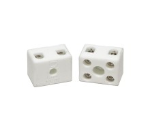 Клемма керамическая латунь 6 мм  2 пары контактов с крепежным отверстием (5 шт/уп)         PR08.7163  Промрукав