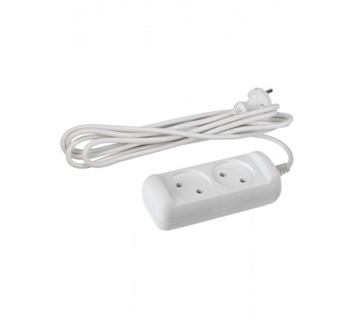Удлинитель электрический   UX(6)-2-1,5m без заземления 2 розетки 1,5м ПВС 2x0,75мм2 6А белый  Б0038564  ЭРА