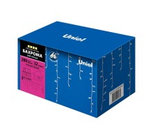 Бахрома с коннекторами светодиодная  с контроллером ULD-B3010-200/SWK WARM WHITE IP67  3 м. 200 диодов, шнур белый, соед  UL-00003679  Uniel