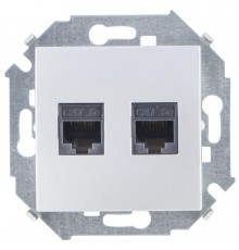 Simon 15 Алюминий Розетка компьютерная двойная RJ45 кат.5e (AMP)  1591552-033  Simon