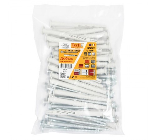 Дюбель фасад. с шурупом шест.гол. с шлицем TORX прессшайба 10x120 (30 шт) - пакет  147650  Tecfi